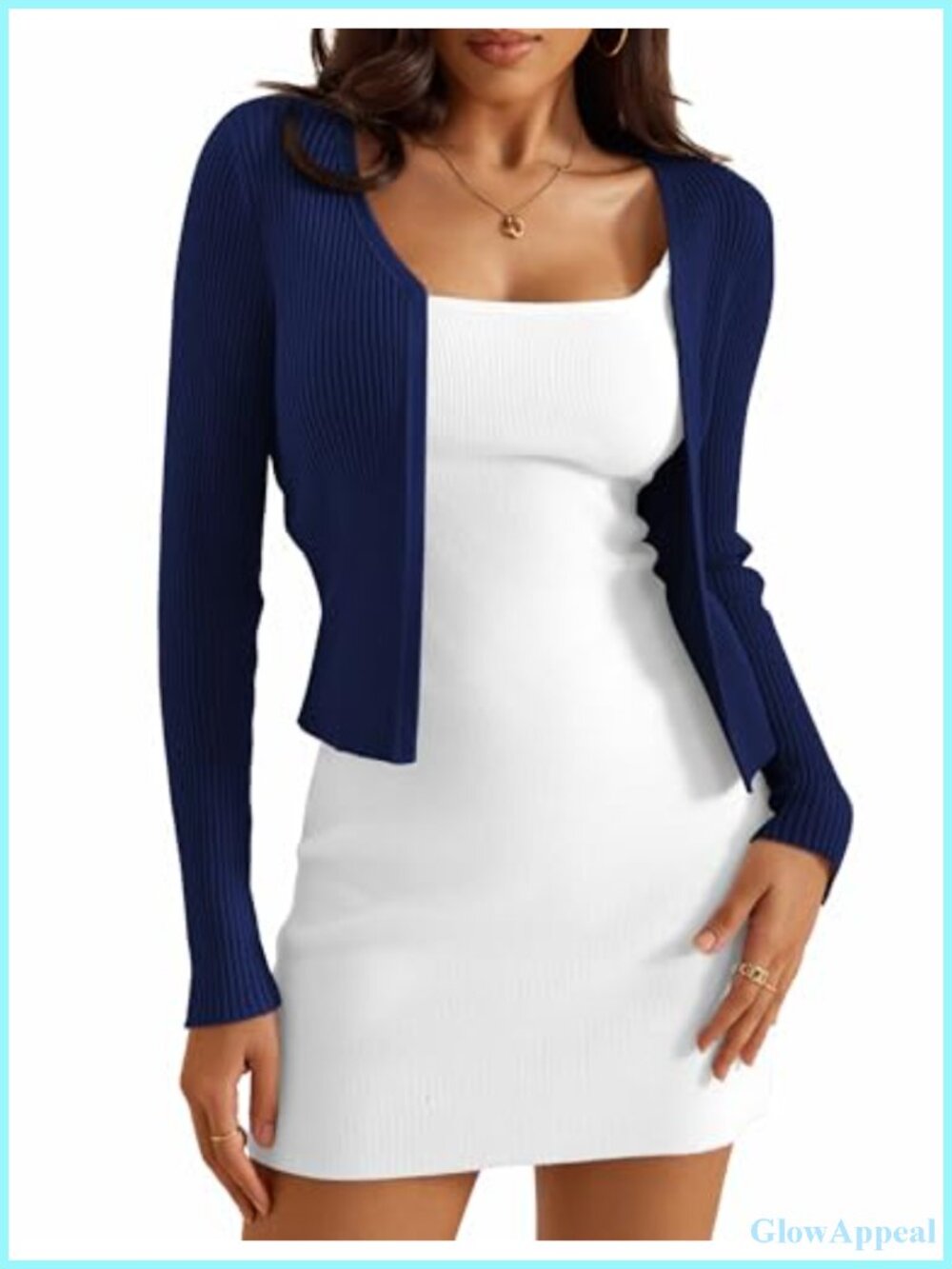 Women's Cropped Open Front Shrug Sweater Rib Knit Long Sleeve Cardigan